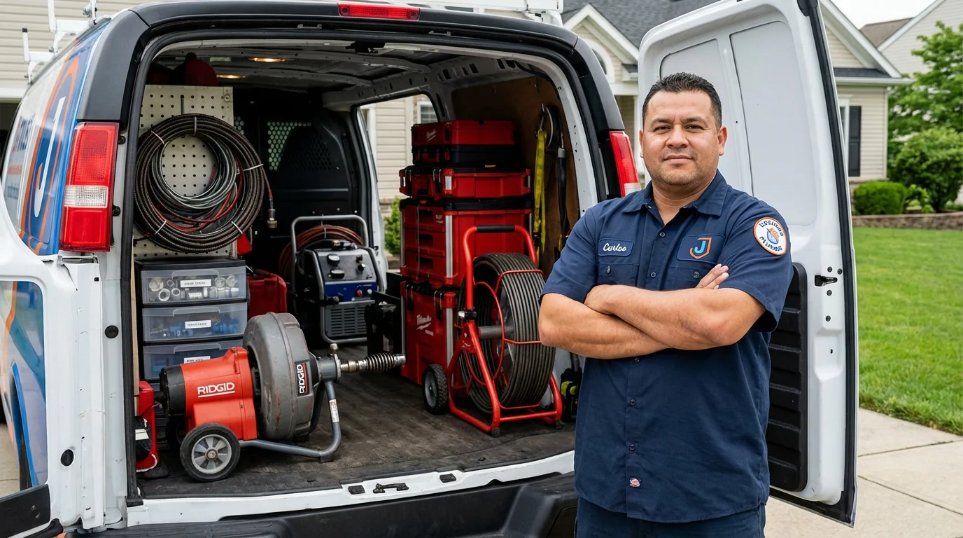 Professional drain cleaning equipment and Johns Plumbing LLC plumber in Reese