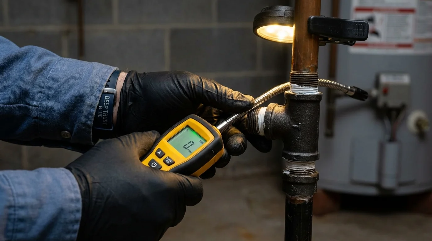 Gas leak detection with electronic sniffer by Johns Plumbing LLC in Reese
