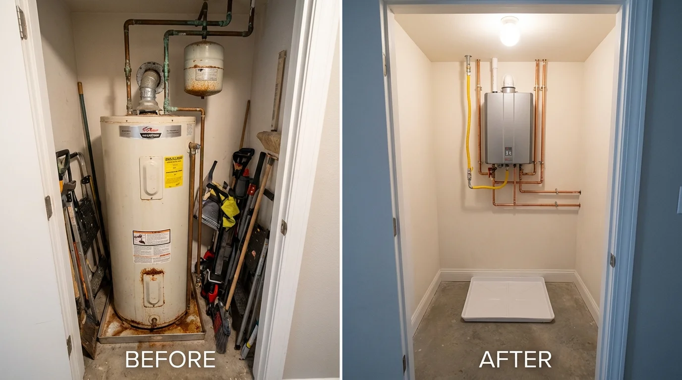 Tank water heater versus wall-mounted tankless unit comparison for Reese, MI homeowners